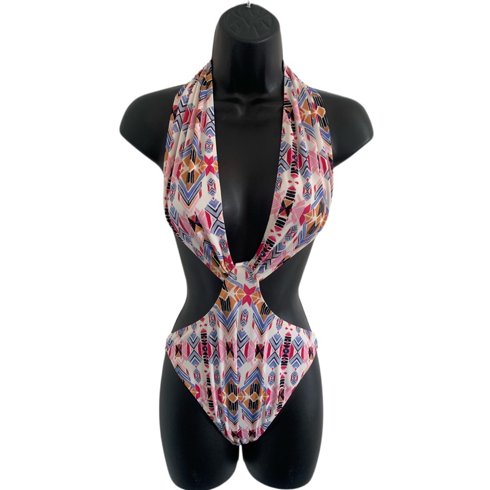 ASOS Bohemian Print Halter Cut Out Swimsuit